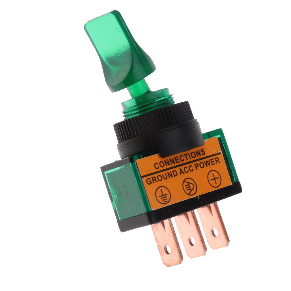 SKAIFALL® 5 Pieces Led On/Off Spst Toggle Switch With Cover Car Boat 12V 20A Green - Image 3