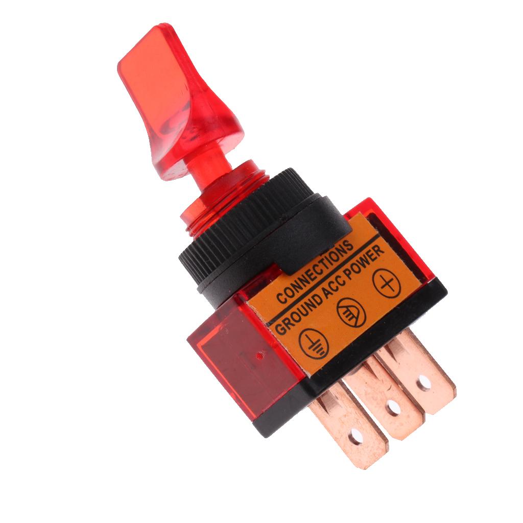 SKAIFALL® 5 Pieces Led On/Off Spst Toggle Switch With Cover Car Boat 12V 20A Red - Image 2