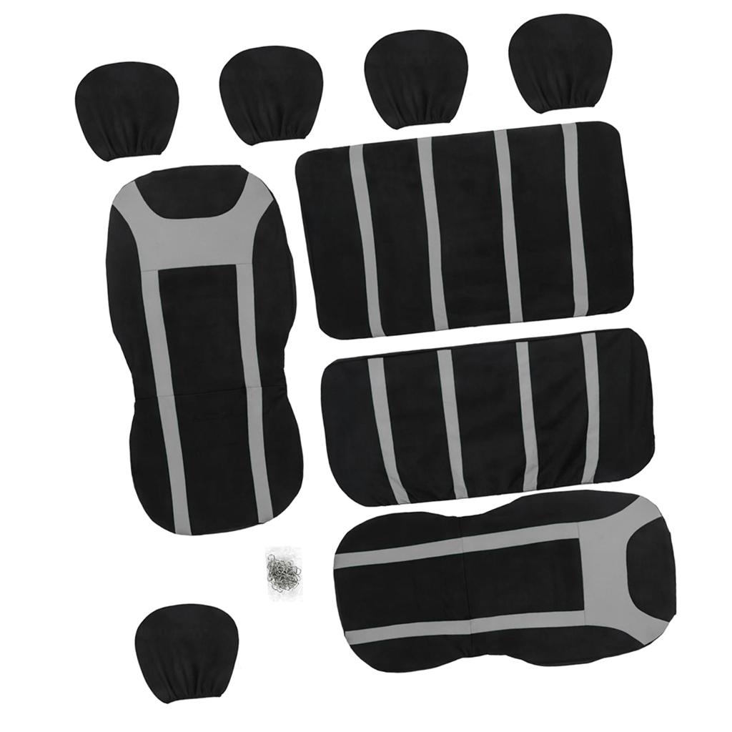 SKAIFALL® 9Pcs Universal Car Seat Covers Breathable Cushion Full Set Front & Rear