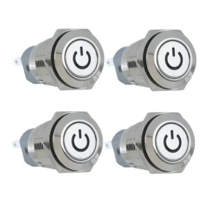 SKAIFALL® Dc 12V 16Mm Aluminum Led Car Illuminated Latching Push Button Switch White