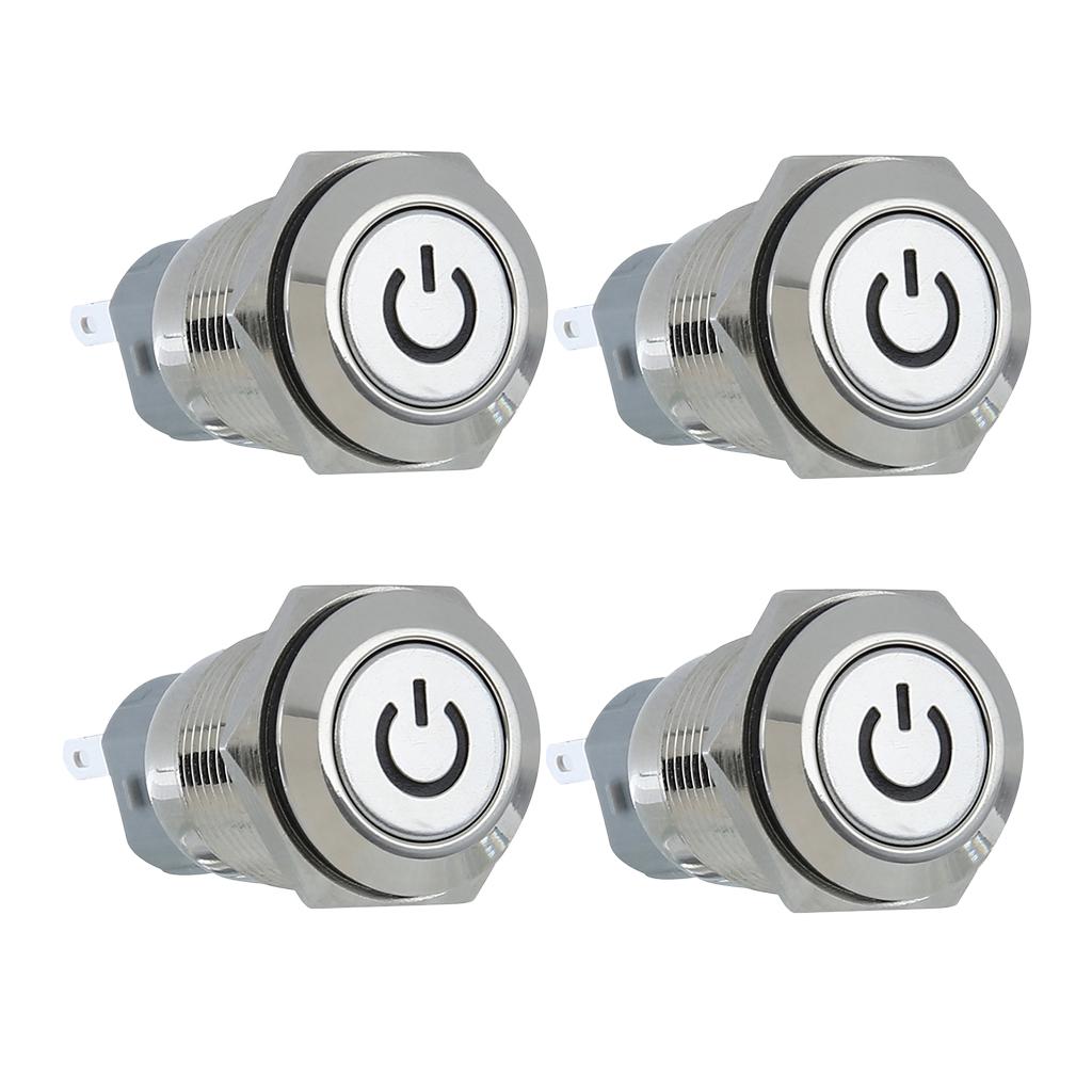 SKAIFALL® Dc 12V 16Mm Aluminum Led Car Illuminated Latching Push Button Switch White