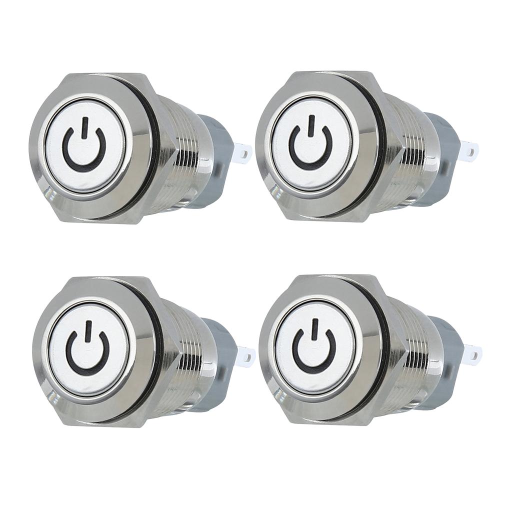 SKAIFALL® Dc 12V 16Mm Aluminum Led Car Illuminated Latching Push Button Switch White - Image 3