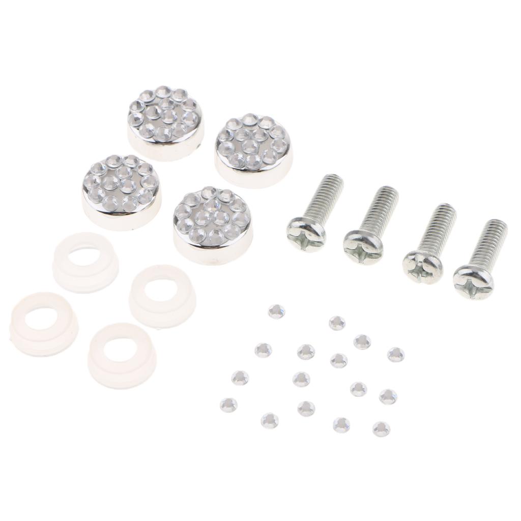 SKAIFALL® Steel License Plate Frame Screws Fasteners + Chrome Screw Caps Set Silver - Image 5