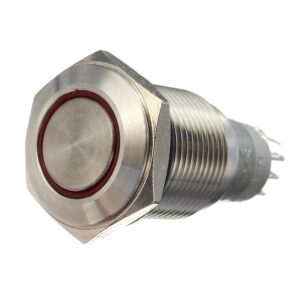 SKAIFALL® 16Mm Metal Switch Power Start Button Self Latching With Led Ring Red