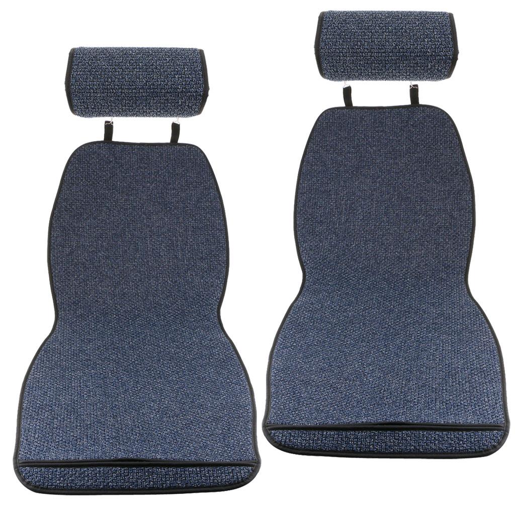 SKAIFALL® 1 Set Front Seat Flax Fabrics Covers Protective Cushion Four Seasons Blue - Image 3