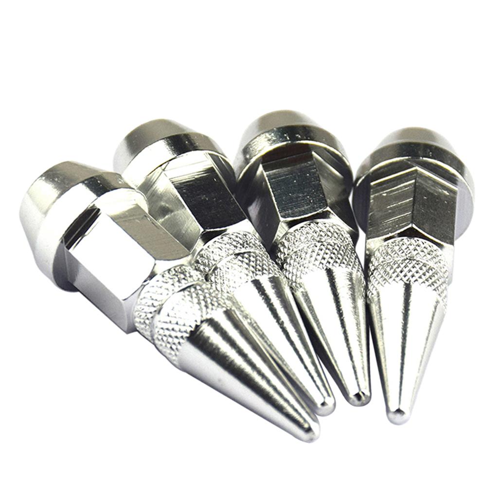 SKAIFALL® 4 Pieces Car Auto Moto Spike Shape Tire Stem Valve Cap Silver - Image 5