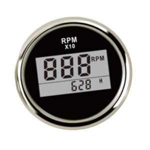 SKAIFALL® 52Mm 2 Digital Display Tachometer Gauge For Marine Boat Black Chrome"