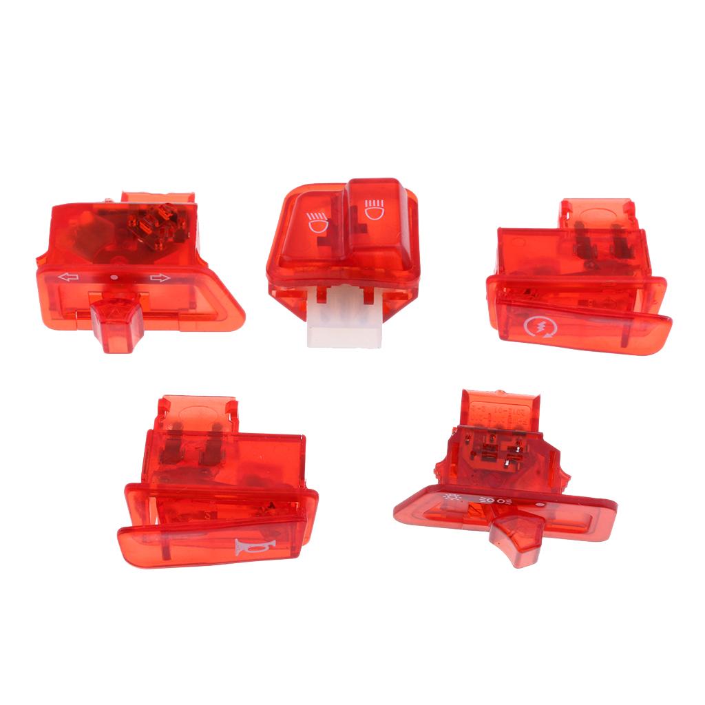 SKAIFALL® Scooter Start Horn Turn Signal Headlight High Low Switch Housing Caps Red - Image 3