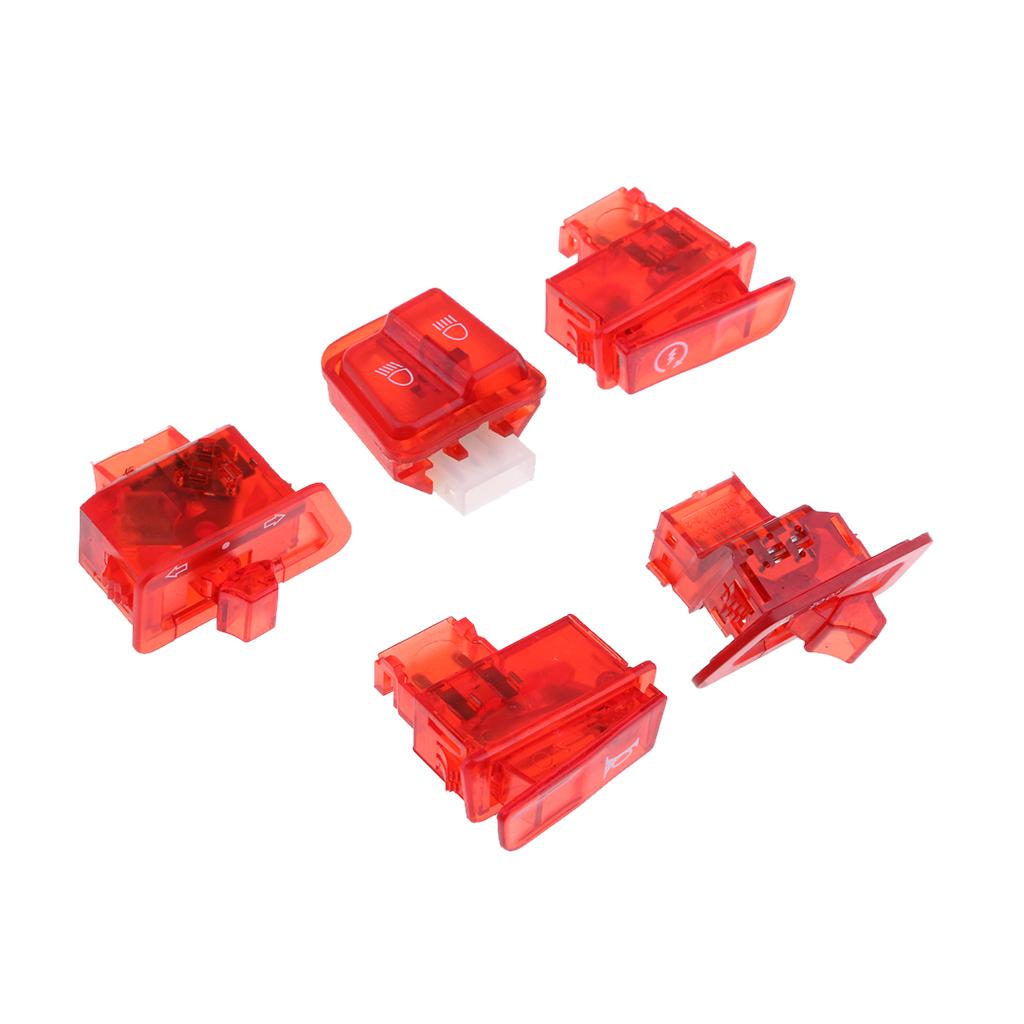SKAIFALL® Scooter Start Horn Turn Signal Headlight High Low Switch Housing Caps Red - Image 4