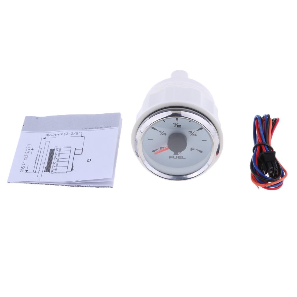 SKAIFALL® 52Mm Boat Car Fuel Level Gauge Meter Indicator White Face & Chrome Ring - Image 3