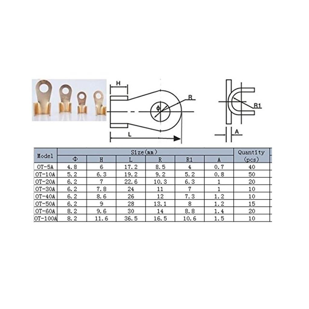 SKAIFALL® Open Barrel Wire Crimp Connector Copper Ring Lug Terminals Assortment Kit - Image 3