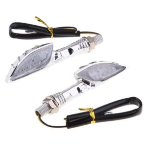 SKAIFALL® 2X Motorcycle Universal Led Turn Signal Light Amber Lamp Blinker Indicator Chrome