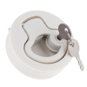 SKAIFALL® White Round Boat Locker Hatch Slam Latch Marine Lock Flush Handle With Key
