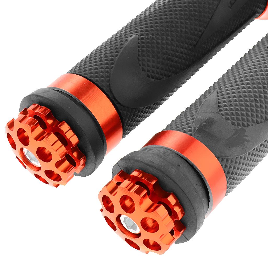SKAIFALL® Pair Racing Motorcycle Motorbike Rubber Handlebar Hand Grip Bar End Orange - Image 3