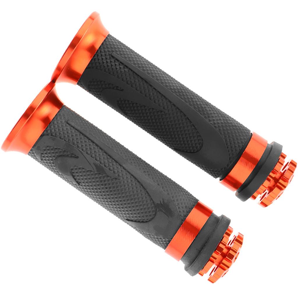 SKAIFALL® Pair Racing Motorcycle Motorbike Rubber Handlebar Hand Grip Bar End Orange - Image 4