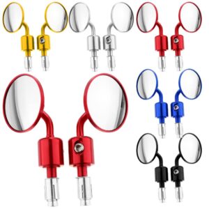 SKAIFALL® 2Pcs 72Mm Motorcycle Round Rearview Mirrors For Motorbike Scooter Red