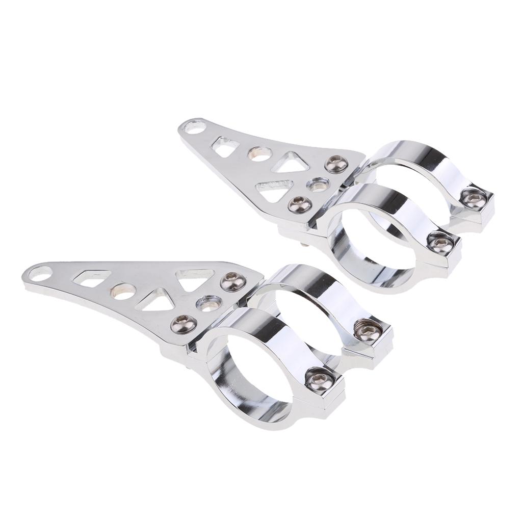 SKAIFALL® Pair Motorcycle Headlight Bracket 41Mm Front Fork Headlight Mount Kit Silver - Image 3
