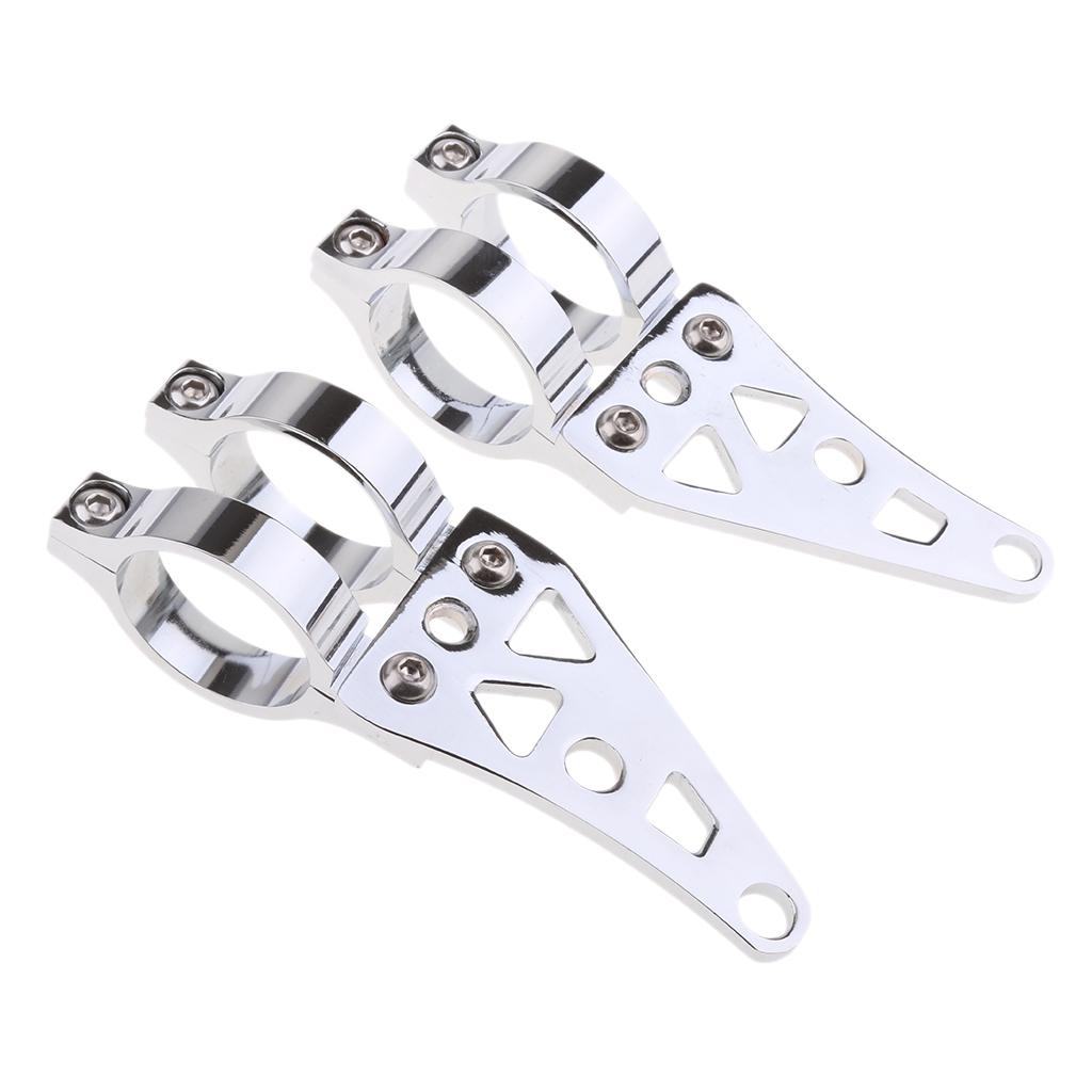 SKAIFALL® Pair Motorcycle Headlight Bracket 41Mm Front Fork Headlight Mount Kit Silver - Image 4