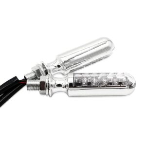 SKAIFALL® 12V Motorcycle Cylindrical Turning Signal Light Signal Lamp Indicator Silver