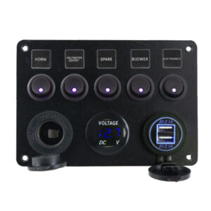 SKAIFALL® 5 Gang Led Rocker Switches Control Panel Circuit Charger Car Marine Blue