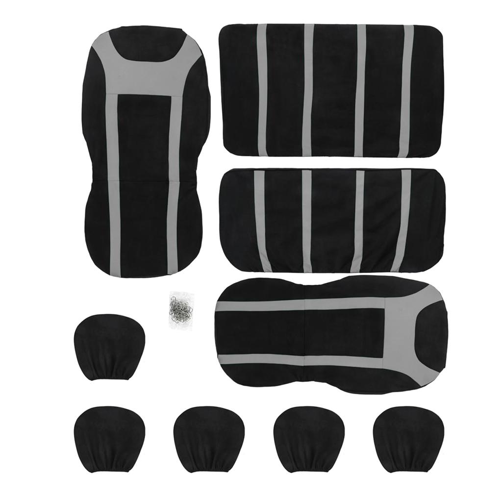 SKAIFALL® 9Pcs Universal Car Seat Covers Breathable Cushion Full Set Front & Rear - Image 5