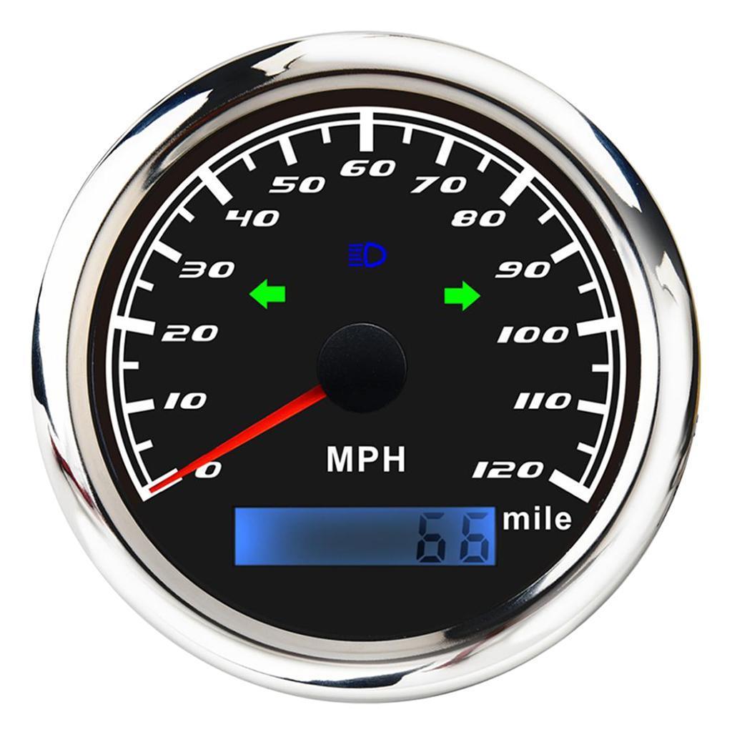 SKAIFALL® Marine Digital Gps Speedometer Gauge 0-120Mph 85Mm 316L Steering Lamp Black
