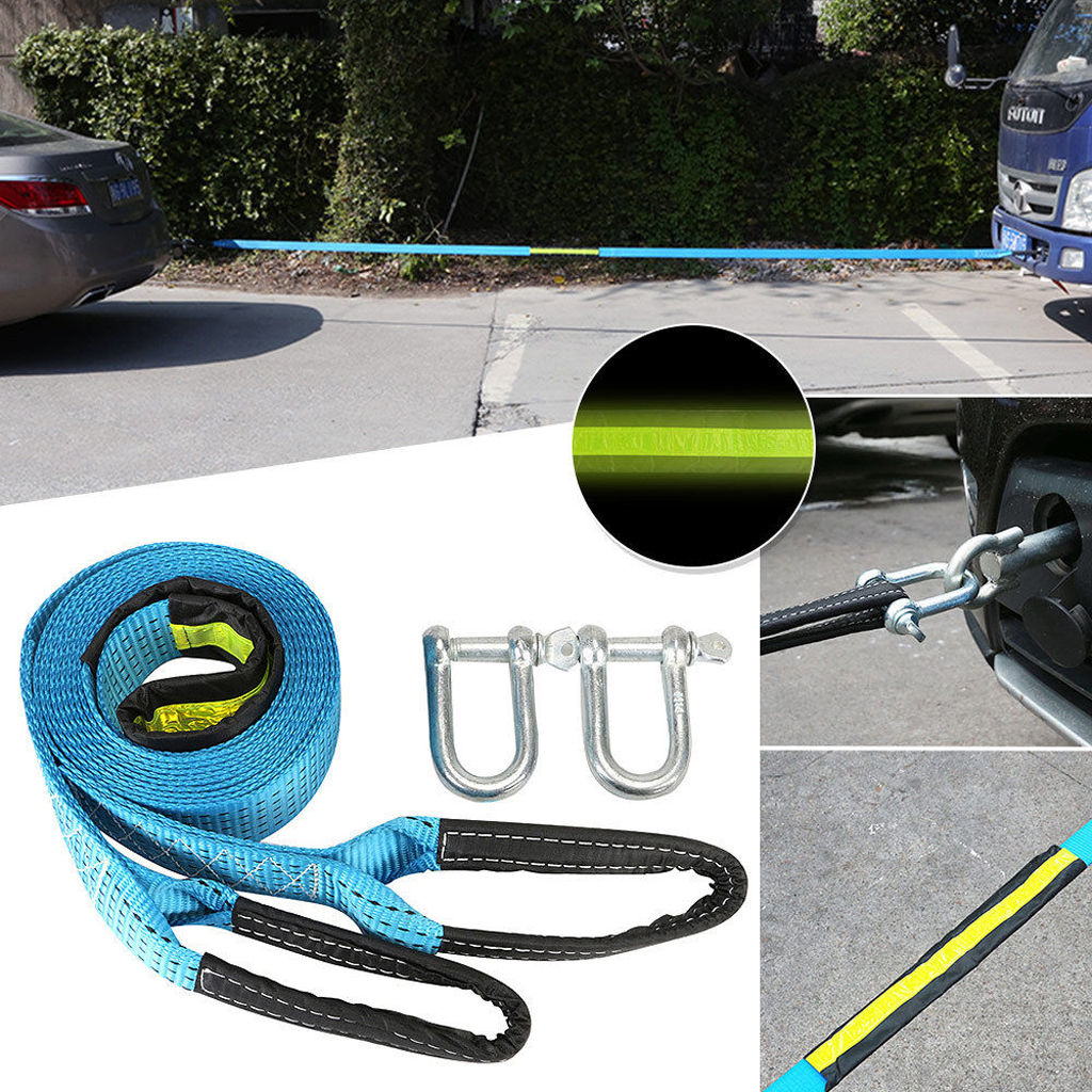 SKAIFALL® Car Towing Strap Tow Rope Car 3 Meters With Luminous U-Hook Blue - Image 3